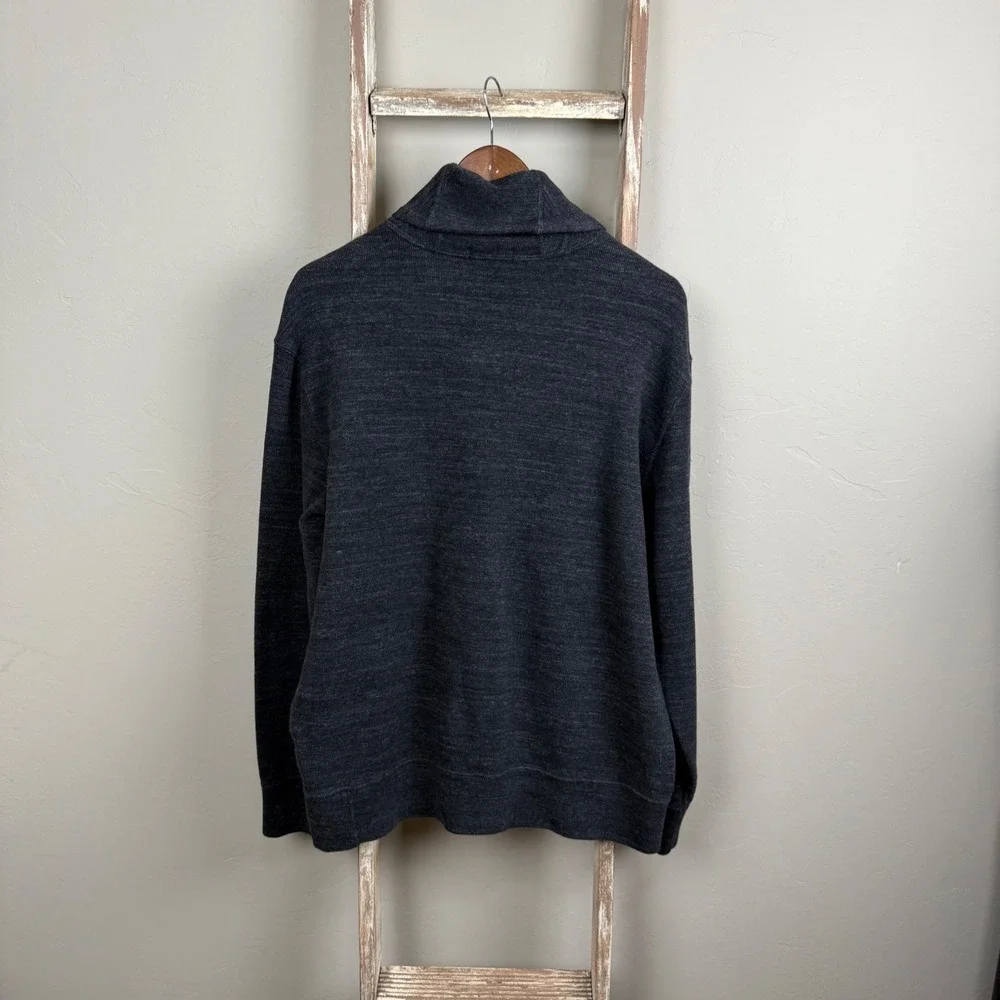 Vintage Polo Ralph Lauren Gray Black Shawl Pullover Sweater Large‎